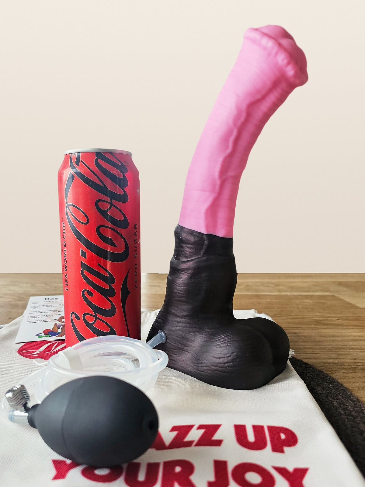 The small Chironax uninflated next to a half-liter soda can for scale